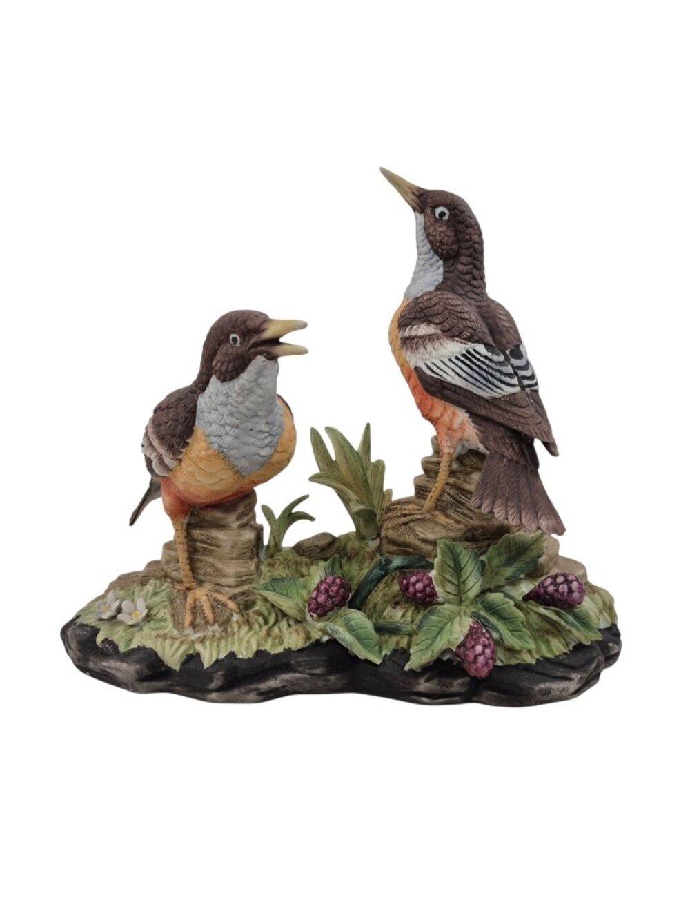 Royal Crown American Robin Figurine Porcelain Bird Signed J Byron Taiwan